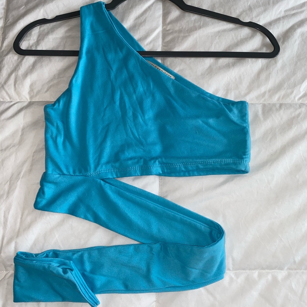 One Shoulder Crop Top (Tie Around Waist)